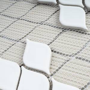 THMAG-04 White Water Drop Handmade Ceramic Mosaic Tile Sheet