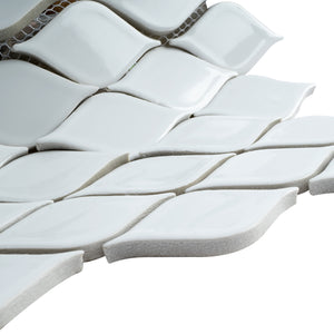 THMAG-04 White Water Drop Handmade Ceramic Mosaic Tile Sheet