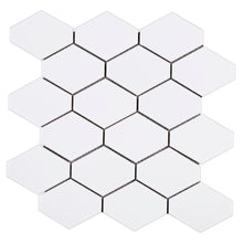 THMAG-07 White Diamond Hexagon Handmade Ceramic Mosaic Tile Sheet