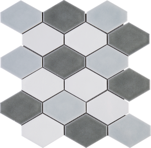 THMAG-08 Grey Diamond Hexagon Handmade Ceramic Mosaic Tile Sheet