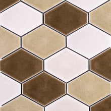 THMAG-09 Brown Diamond Hexagon Handmade Ceramic Mosaic Tile Sheet
