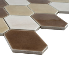 THMAG-09 Brown Diamond Hexagon Handmade Ceramic Mosaic Tile Sheet