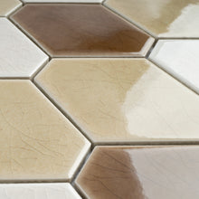 THMAG-09 Brown Diamond Hexagon Handmade Ceramic Mosaic Tile Sheet