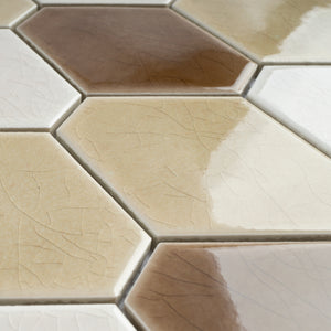 THMAG-09 Brown Diamond Hexagon Handmade Ceramic Mosaic Tile Sheet