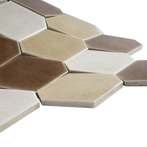 THMAG-09 Brown Diamond Hexagon Handmade Ceramic Mosaic Tile Sheet