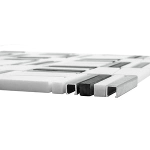 TIMLG-01 2x2 Black and White Square Marble and Silver Aluminum Mosaic Tile Backsplash