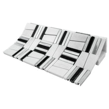 TIMLG-01 2x2 Black and White Square Marble and Silver Aluminum Mosaic Tile Backsplash
