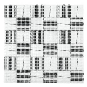 TIMLG-01 2x2 Black and White Square Marble and Silver Aluminum Mosaic Tile Backsplash