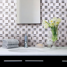 TIMLG-02 2x2 Black and White Square Marble and Gold Aluminum Mosaic Tile Backsplash