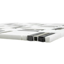 TIMLG-02 2x2 Black and White Square Marble and Gold Aluminum Mosaic Tile Backsplash
