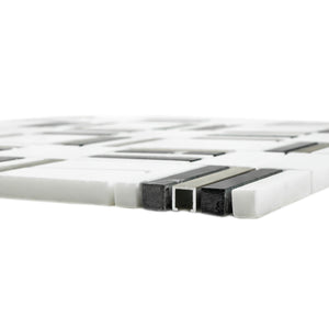 TIMLG-02 2x2 Black and White Square Marble and Gold Aluminum Mosaic Tile Backsplash