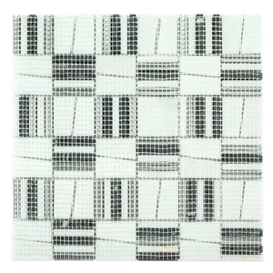 TIMLG-02 2x2 Black and White Square Marble and Gold Aluminum Mosaic Tile Backsplash