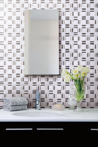 TIMLG-02 2x2 Black and White Square Marble and Gold Aluminum Mosaic Tile Backsplash