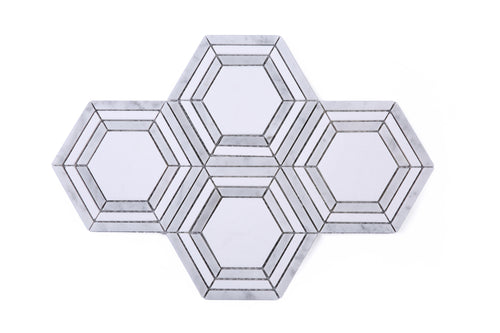 White and Grey Hexagon marble mosaic tile 