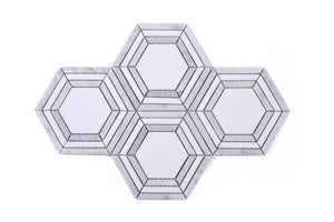 White and Grey Hexagon marble mosaic tile 