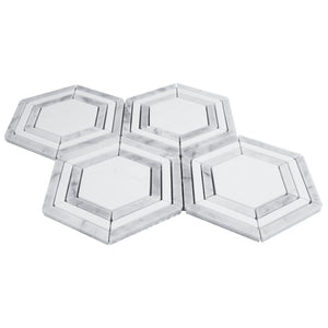 TINTG-01 White and Grey 6" Hexagon Marble Mosaic Tile
