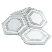 TINTG-01 White and Grey 6" Hexagon Marble Mosaic Tile