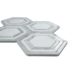 TINTG-01 White and Grey 6" Hexagon Marble Mosaic Tile