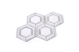 TINTG-01 White and Grey 6" Hexagon Marble Mosaic Tile