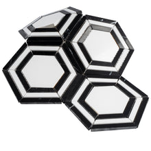 TINTG-02 Black and White 6" Hexagon Marble Mosaic Tile