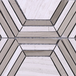 TINTG-03 Wooden Beige 6" Hexagon Marble Mosaic Tile