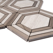 TINTG-03 Wooden Beige 6" Hexagon Marble Mosaic Tile