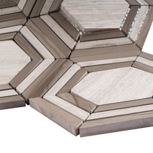 TINTG-03 Wooden Beige 6" Hexagon Marble Mosaic Tile