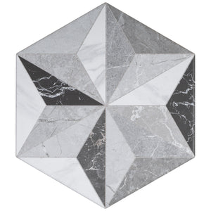 IR-GRH8 Iris Gray 8" x 9" Hexagon Porcelain Patterned Wall & Floor Tile