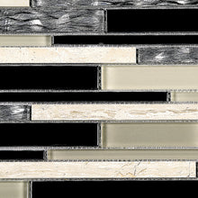 TISTG-11 Beige & Black Random Brick Glass Mix Marble Mosaic Tile