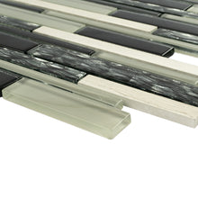 TISTG-11 Beige & Black Random Brick Glass Mix Marble Mosaic Tile