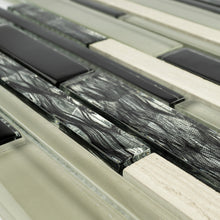 TTCG-04 Black and Grey Beige Slender linear Glass Mosaic Tile Sheet