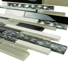TISTG-11 Beige & Black Random Brick Glass Mix Marble Mosaic Tile