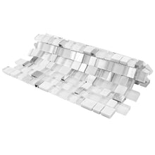 TISTG-01 Random Square Sequence Glass and Aluminum Mosaic Tile in White
