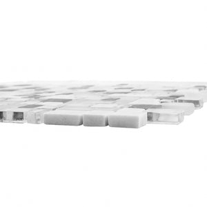 TISTG-01 Random Square Sequence Glass and Aluminum Mosaic Tile in White