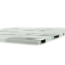 TISTG-05 Random Rectangle Sequence Glass and Aluminum Mosaic Tile in White