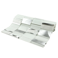 TISTG-05 Random Rectangle Sequence Glass and Aluminum Mosaic Tile in White