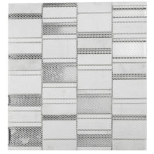 TISTG-05 Random Rectangle Sequence Glass and Aluminum Mosaic Tile in White