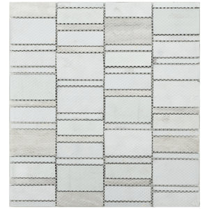TISTG-07 Beige & Black Random Rectangle Glass Mix Stone Mosaic Tile