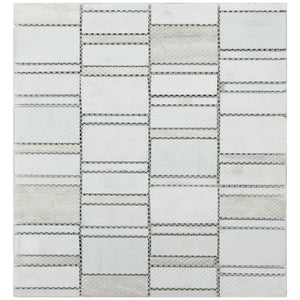 TISTG-07 Beige & Black Random Rectangle Glass Mix Stone Mosaic Tile