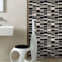 TISTG-07 Beige & Black Random Rectangle Glass Mix Stone Mosaic Tile