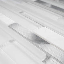 TTCG-01 White Slender White Glass With Aluminum Mosaic Tile Sheet
