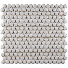 JAPM102 Light grey glazed polished penny round porcelain mosaic tile