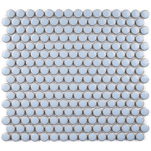 JAPM103 Blue glazed polished penny round porcelain mosaic tile