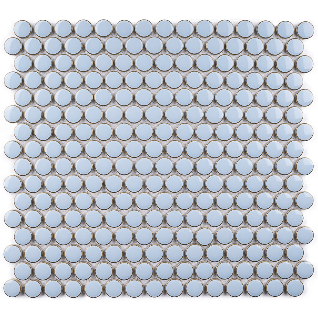 JAPM103 Blue glazed polished penny round porcelain mosaic tile