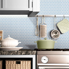 JAPM103 Blue glazed polished penny round porcelain mosaic tile