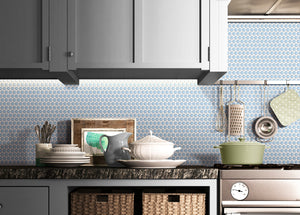 JAPM103 Blue glazed polished penny round porcelain mosaic tile