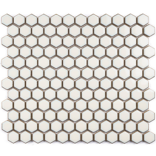 JAPM201 White polished tiny hexagon porcelain mosaic tile