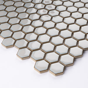 JAPM202 Light grey polished tiny hexagon porcelain mosaic tile