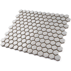 JAPM202 Light grey polished tiny hexagon porcelain mosaic tile