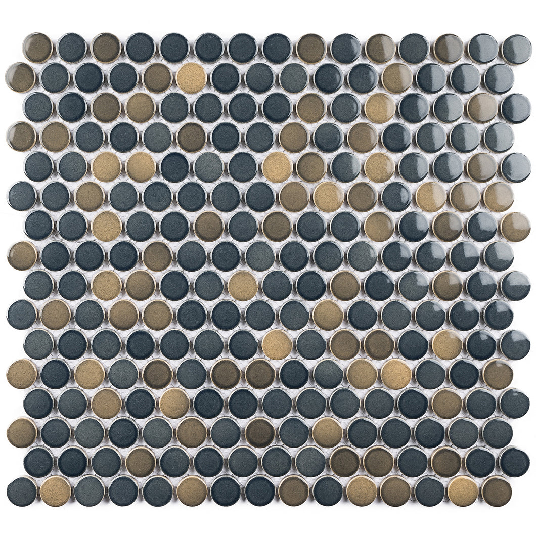 JAPM301 Multi Blue mix color polished tiny round porcelain mosaic tile
